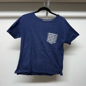 Vineyard Vines Navy Blue Womens Tee with Checkered Pocket